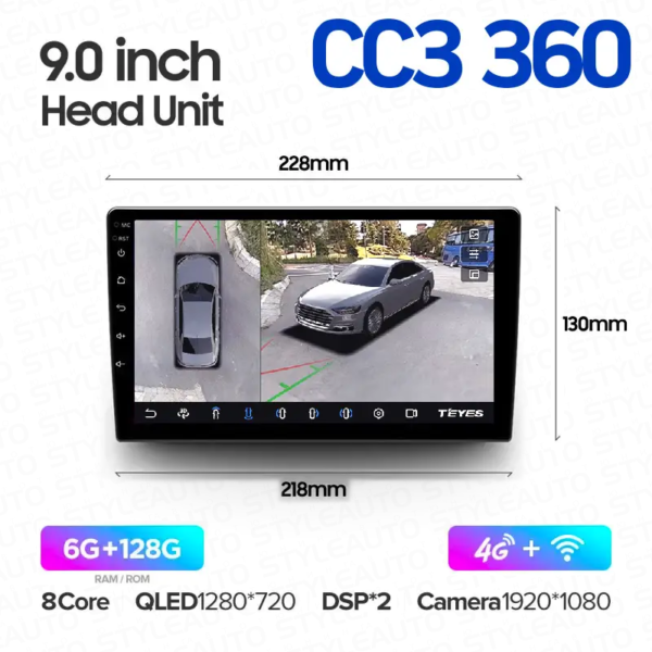 Штатная магнитола с круговым обзором TEYES CC3 2K 6+128Gb 360 9